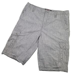 Vintage Y2K Ecko Unltd Men’s 100% Cotton Chambray Cargo Shorts Sz 40 Light Blue